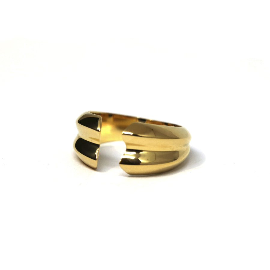yellow gold modern wedding band open ring bena jewelry designer canada montreal made