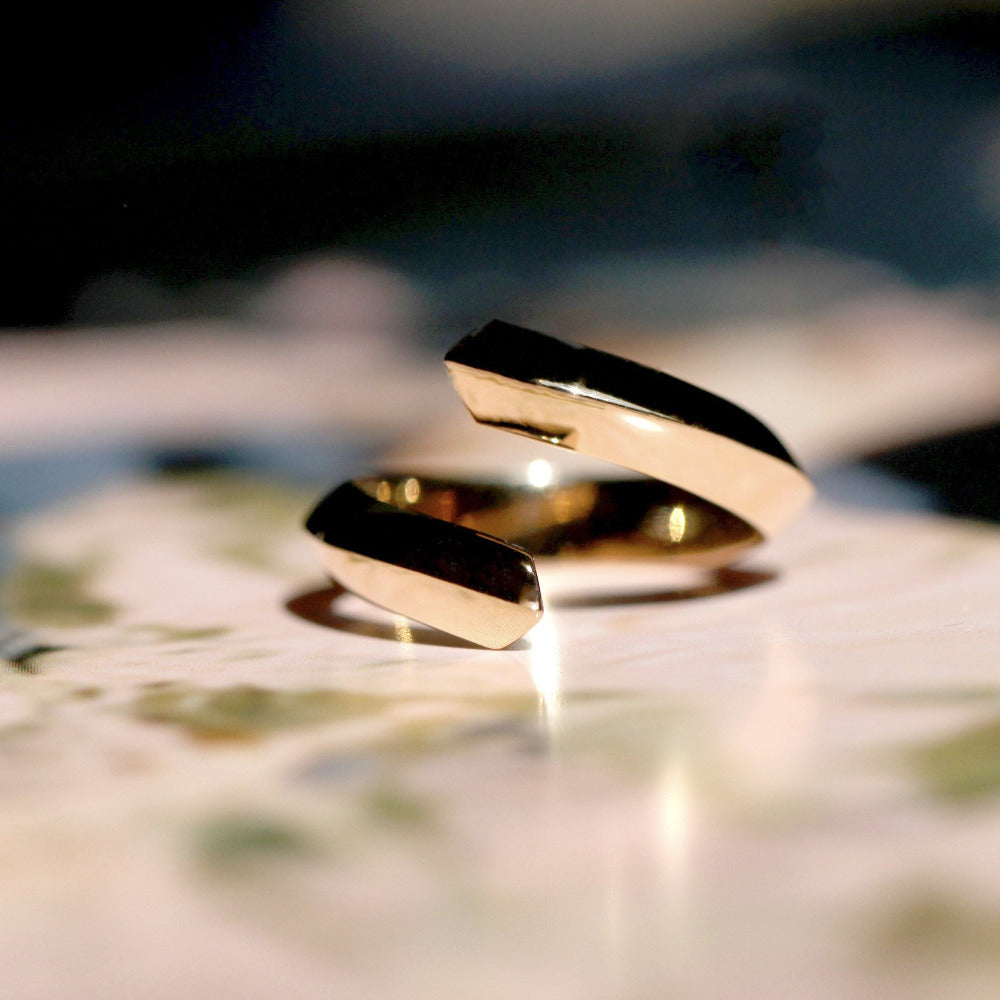 wedding band open ring yellow gold bena jewelry designer