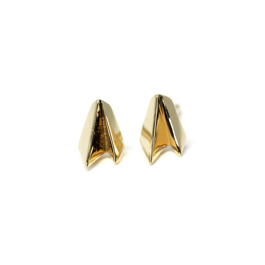 yellow gold edgy small stud earrings bena jewelry montreal designer
